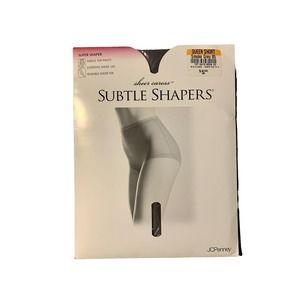 JCPenney Sheer Caress Subtle Shapers Queen Short Smoke Grey 85 Pantyhose Vintage